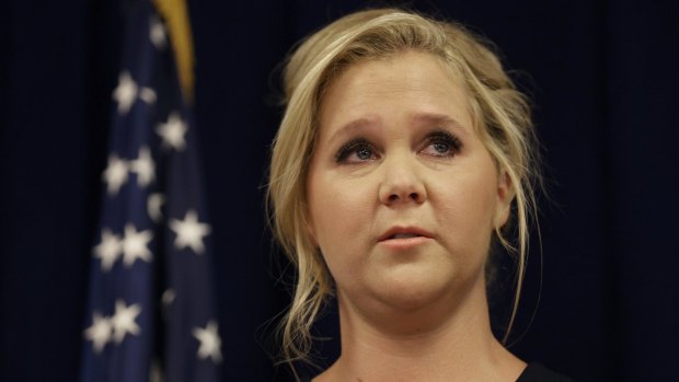 Amy Schumer held back tears as as she voiced support for tighter gun control regulations.