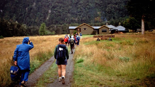 Hikers starting on the Milford Trek at Glade House.