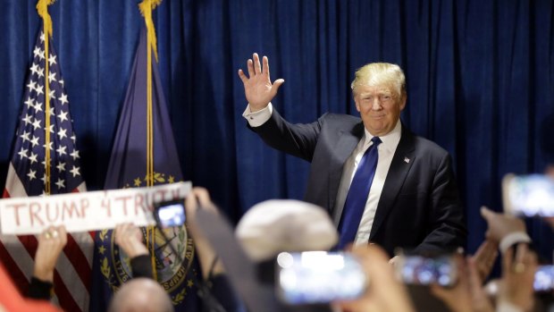 Donald Trump speaks to supporters at a rally in New Hampshire.