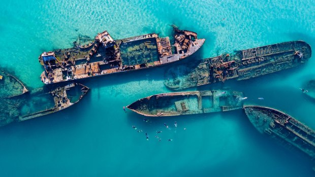 The Tangalooma wrecks, Moreton Island, Queensland.