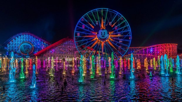 the gorgeous World of Color is a Bellagio on steroids water, laser and projection show.