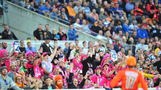 The crowd during the T20 Big Bash League final at Manuka Oval in Canberra in 2015.