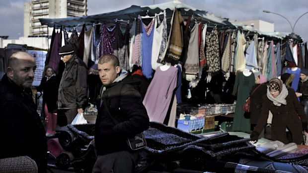 Muslim area: A street market near the Cite des Bosquets, a housing complex largely populated by Muslims in Clichy-sous-Bois, an impoverished suburb of Paris.