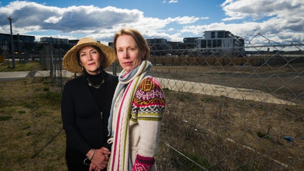 Kingston and Barton Residents' Group members Janet Hughes and Nancy Waites are concerned about the lack of consultation over a plan for a six story apartment block on the Peninsular.