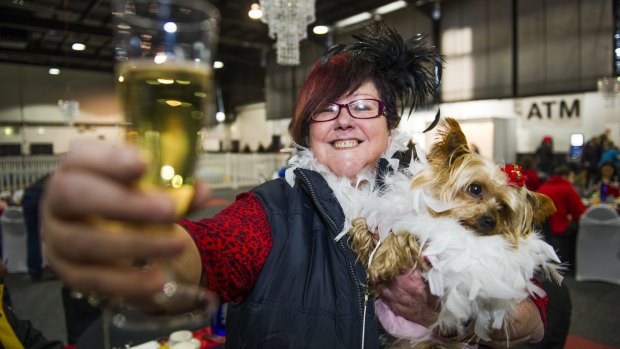 Rhonda Kennedy with Houri, a Yorkshire terrier at the high tea. 