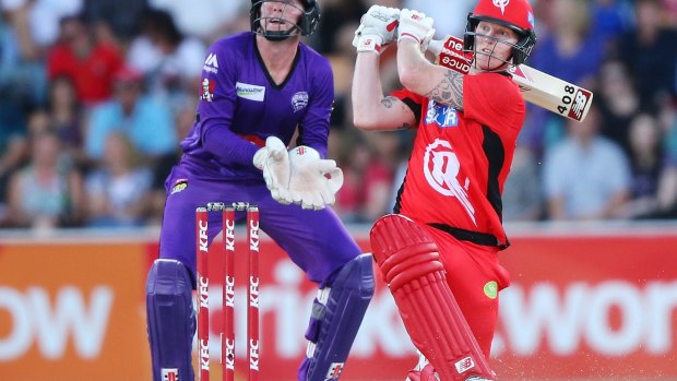 Big hitter: Ben Stokes sends one over the ropes on his Big Bash debut