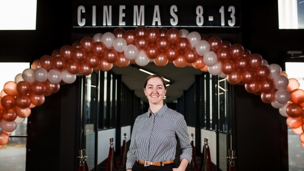 Loretta Lackner, duty manager at Dendy Cinemas Canberra, on the red carpet ahead of Wednesday's VIP opening of six new cinemas at the complex in the Canberra Centre. Cinemas 8 to 13 are new. The complex has 15 screens in total, including two premium lounge screens.