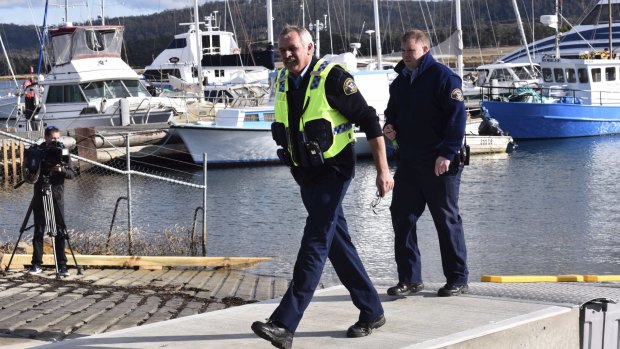 Police at Triabunna on Tasmania's east coast after a recreational scallop diver was killed by a shark.