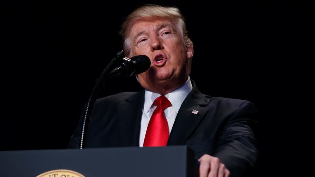 President Donald Trump speaks during the National Prayer Breakfast on Thursday.