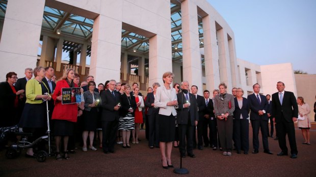 Foreign Minister Julie Bishop speaks during the candlelight vigil.