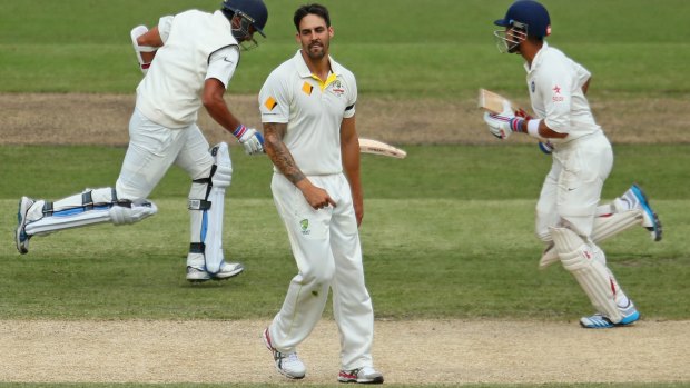 Stoking the fire: Mitchell Johnson was frustrated by Virat Kohli and Ajinkya Rahane.