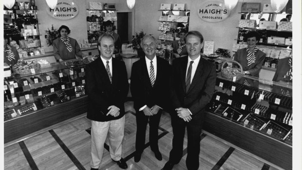 Simon Haigh (left), and Alister Haigh (right) stand alongside their father John Haigh (centre) in a photograph taken in 1993.