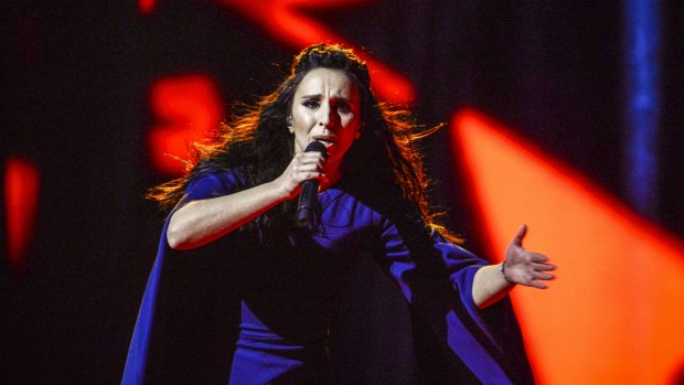 Ukraine's Jamala performs her winning song "1944"  during the 2016 Eurovision Song Contest final.