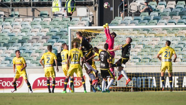 There were plenty of empty seats at the Central Coast Mariner vs Wellington Phoenix game at Canberra Stadium.