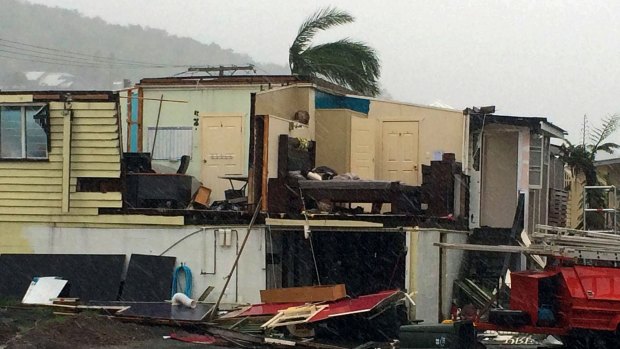 A damaged house after Tropical Cyclone Marcia hit the coastal town of Yeppoon in Central Queensland.