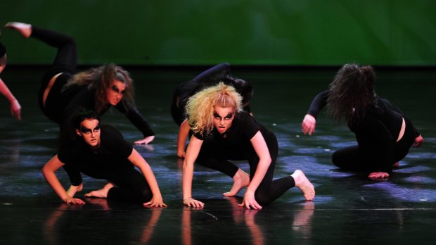 Caroline Chisholm school students perform during the Ausdance ACT 2105 Youth Dance Festival at the Canberra Theatre.
