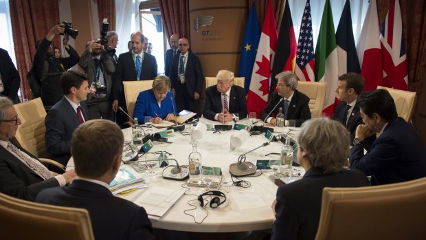 G7 leaders meet in Sicily to discuss trade, climate change, refugees and other issues; 148 countries have signed up to the Refugee Convention, yet there are more refugees in the world  than at any other time since WWII.