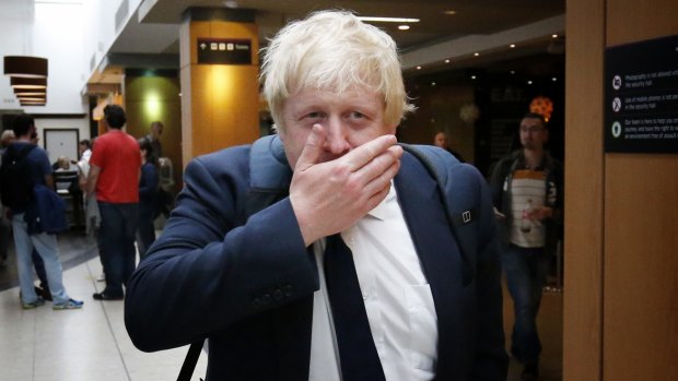 Boris Johnson at Edinburgh Airport on referendum day, after his daughter's graduation at St Andrews University in Scotland. The Leave cause he supported could now cause the breakup of the United Kingdom.