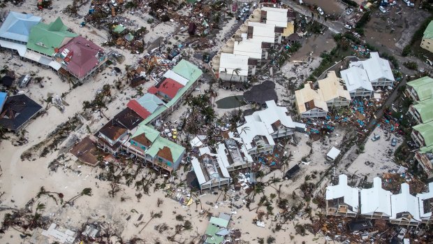 Photo provided by the Dutch Defense Ministry shows storm damage in St Maarten. 