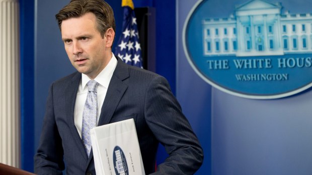 White House press secretary Josh Earnest during the daily press briefing at the White House in Washington on Thursday.