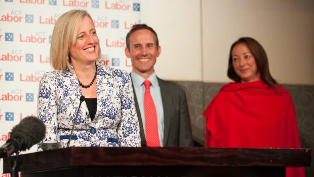 Room for one more: ACT MPs Katy Gallagher, Andrew Leigh and Gai Brodtmann.