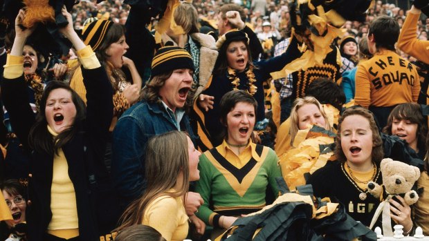 Going to the footy ain't what it used to be: Richmond fans at the MCG in 1974.