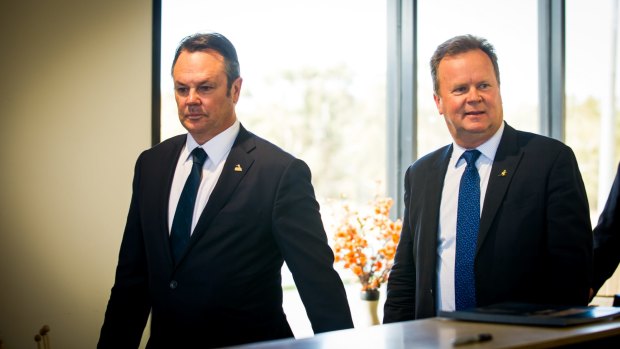 Bill Pulver, right, fronted a Senate inquiry on Wednesday.