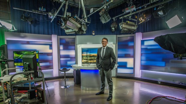 Dan Bourchier  in the ABC TV studio in Canberra.
He starts presenting the TV news and radio breakfast from Monday.