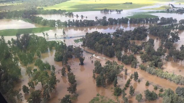 Aerial surveillance showed the devastation of high flood waters over Forbes and Parkes.