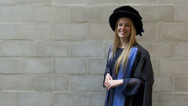 Sara Quinn  graduating with a phD from the school of psychology from ANU.