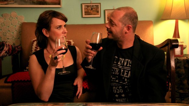 Time for a drink: C.J.Fortuna and Emily Taheny in <i>The Heckler</i>.