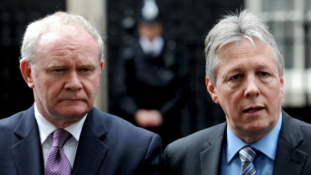 Northern Ireland First Minister Peter Robinson, right, and his deputy, Martin McGuinness, in London in 2011.