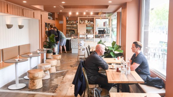 The interior of Oppen cafe in Windsor, Melbourne.