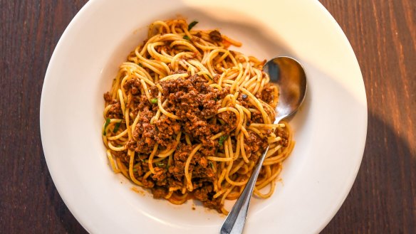 Triple threat: Spaghetti bolognese made with pork, veal and beef.