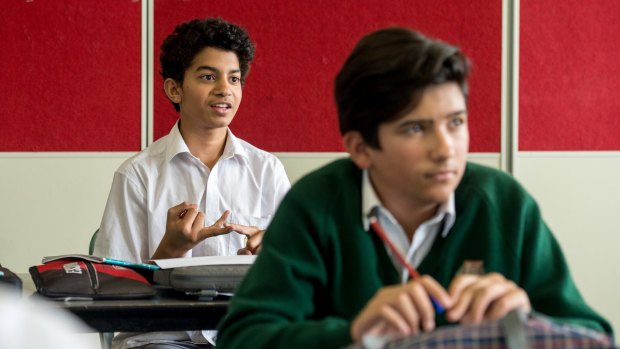 Year 8 students attend a health class at Camberwell High School.