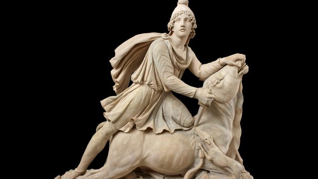 A marble statue of Mithras from ancient Rome is  among items exhibited in A History of the World in 100 Objects from the British Museum.
