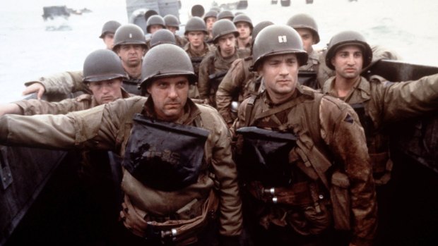 Terror of war: troops approach the beach landing in Saving Private Ryan. 