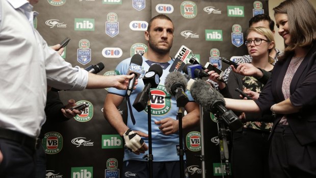 Putting his hand up: Blues hooker Robbie Farah is racing the clock to be fit for Origin III.