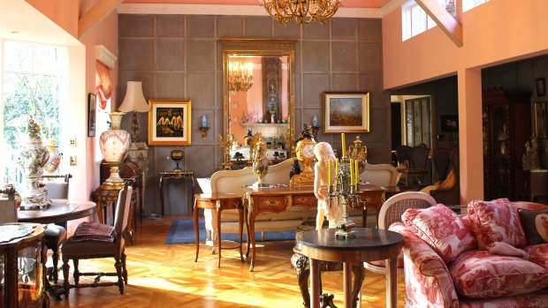 The formal sitting room of the house in the Dandenongs whose contents will be auctioned.
