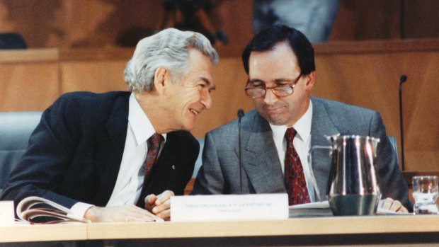 Prime minister Bob Hawke and treasurer Paul Keating in 1990 when a recession struck. 