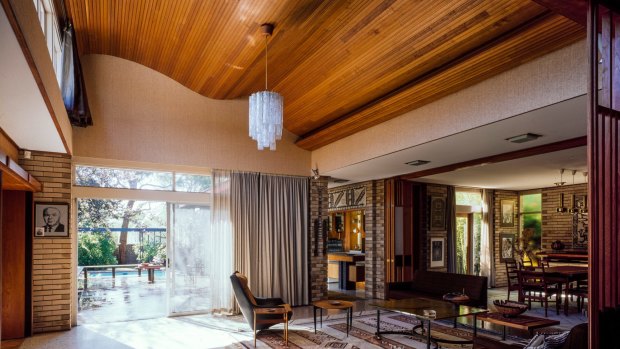 The wave-like ceiling in Ernest Fooks' Caulfield North home. 