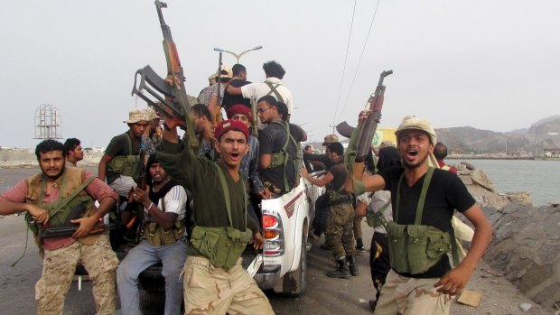 Southern Resistance fighters prepare to face Houthi rebels in Aden last week.
