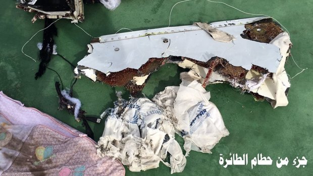 Part of the wreckage from EgyptAir flight 804 recovered from the Mediterranean.