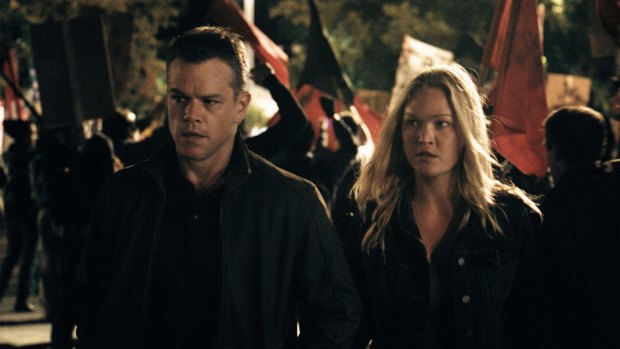Matt Damon and Julia Stiles in the film <i>Jason Bourne</i>.