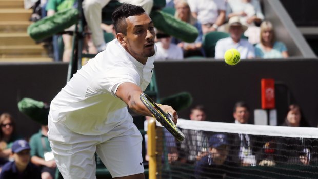 In the hot seat: Australian Nick Kyrgios was typically volatile in his opening match.