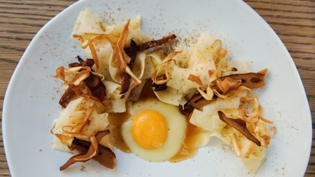 Dishes such as parsnip parpadelle, egg yolk and pine mushrooms feature on Yellow's vegetable-dominant menu.