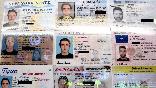 Fake ID cards the US government said were ordered by Ross Ulbricht, found in a package addressed to the group house where he lived in San Francisco and intercepted by Customs and Border Protection.