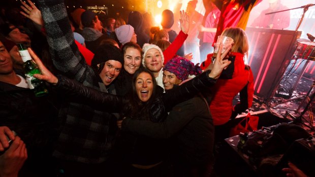 Thredbo transforms into a party town at night.