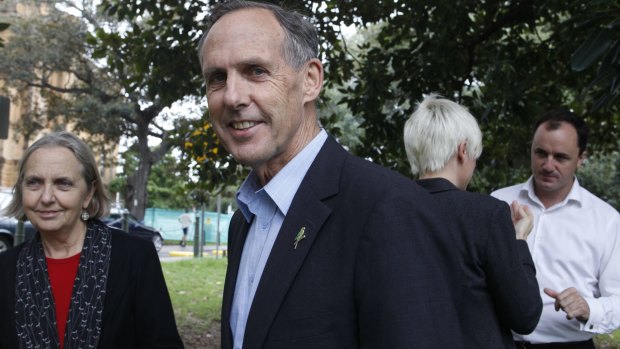 Bob Brown with Senator Lee Rhiannon, left, in Sydney in 2011.