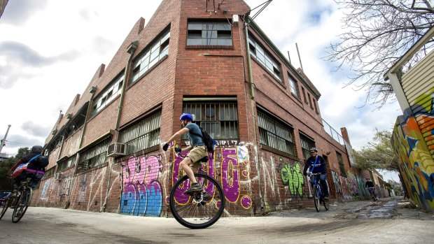 Cyclist take part in the annual Melburn Roobaix event down Melbourne's inner north lanes.